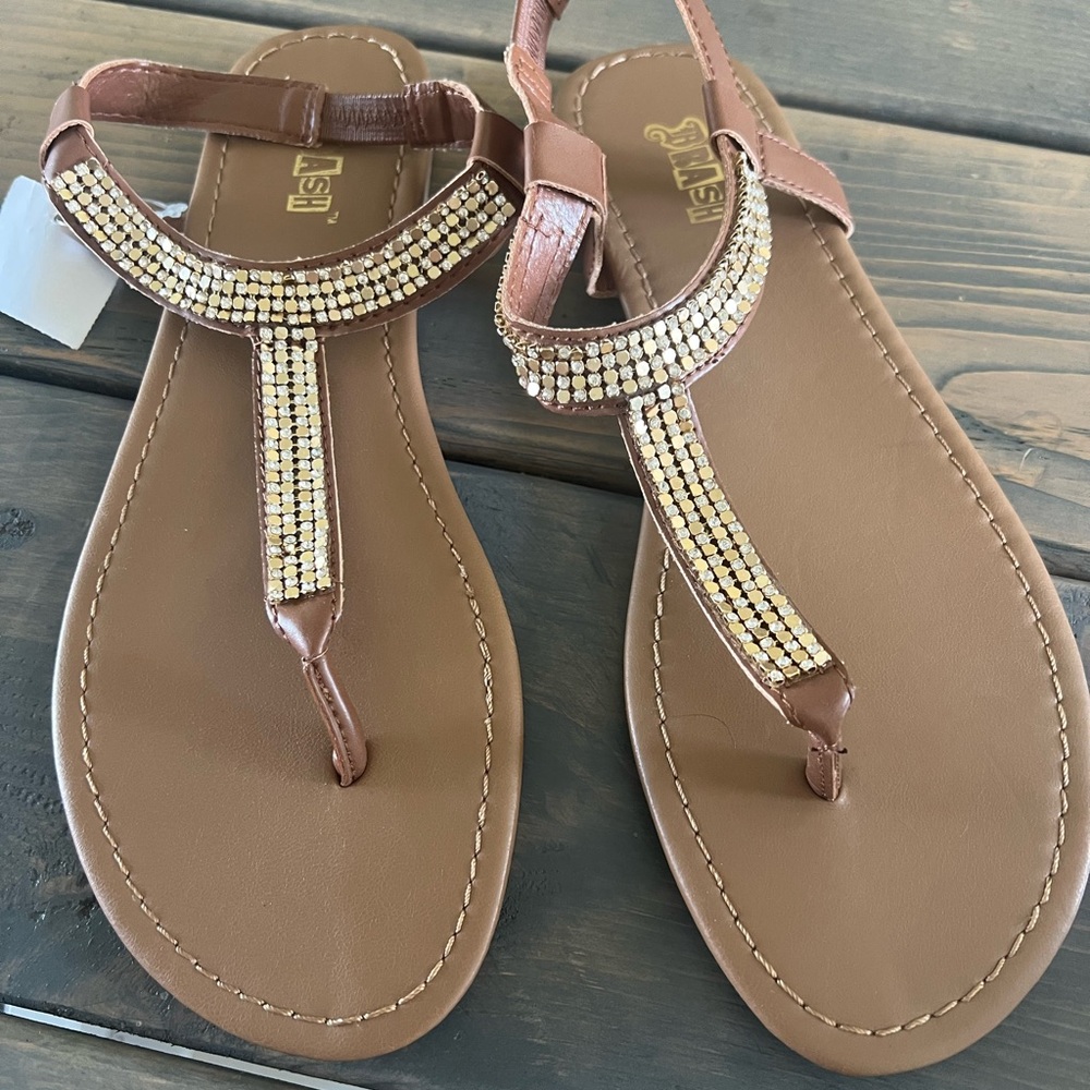 Brown and Gold Beaded Women Sandals